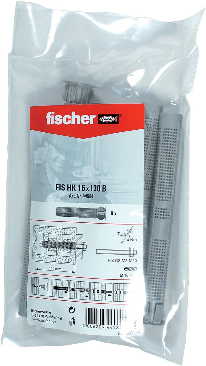 Fischer injectiehuls ZB FIS HK 16X130 polybag (8x)044584