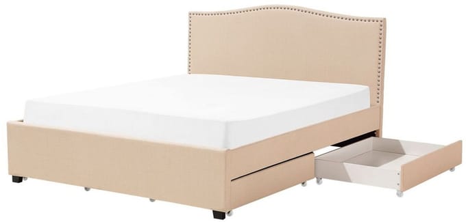 MONTPELLIER - Bed met opbergruimte - Beige - 180 x 200 cm - Polyester