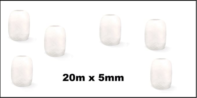 6x Cadeaulint wit 20 meter x 5 mm - Eitje - kado lint verjaardag kerst sinterklaas feest