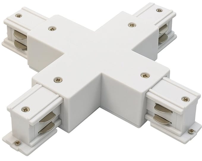 Spanningsrail Doorverbinder - Prixa - X Kruis Koppeling - 3 Fase - Wit