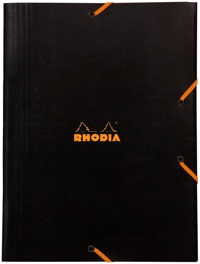 Rhodia Elastomappen - 3 stofkleppen - A4 - Zwart - 5 stuks
