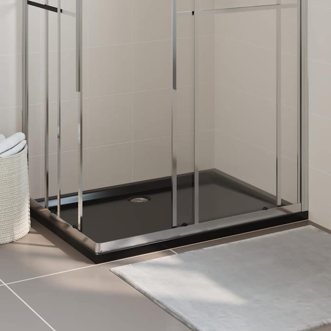 vidaXL - Douchebak - rechthoekig - 80x110 - cm - ABS - zwart