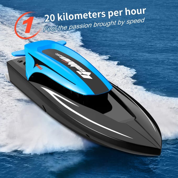 Boot met afstandsbediening, 2.4G 20 km/u snelle waterdichte speedboot met afstandsbediening en LED-verlichting 1 Battery
