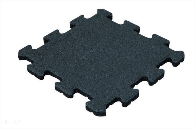 Rubbertegel 50 mm - 50 x 50 cm - Zwart - Puzzelsysteem - Middenstuk