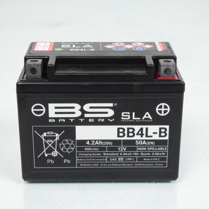 Batterij SLA BS voor scooter Derbi 50 Paddock Lc 1997 YB4L-B / 12V 4.2Ah Neuf