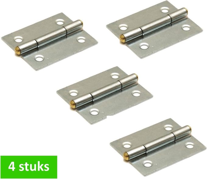 DELTAFIX scharnier 40 x 32 mm | vaste messing pen | verzinkt | 4 STUKS