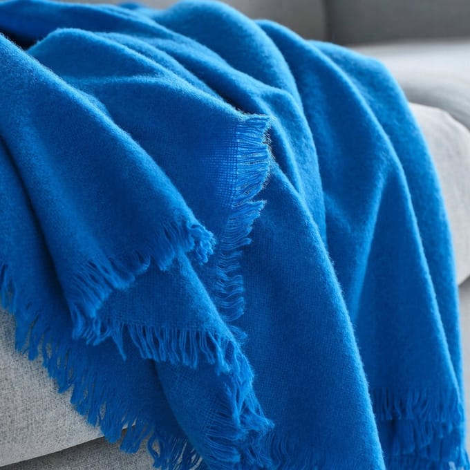 2x Merino Wol Plaid - Felblauw 150x200 cm