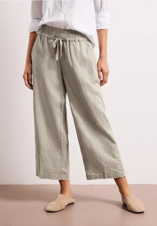 7/8 Wide Legs broek in een Loose Fit van linnen