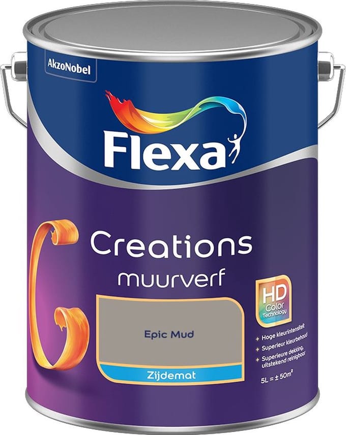 Flexa - Creations Muurverf Zijdemat - Epic Mud - Mengverf - 5 L