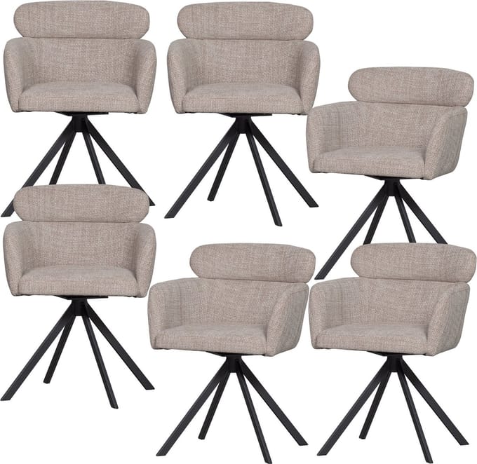 WOOOD Fenne Eetkamerstoelen - Polyester - Naturel - Set van 6