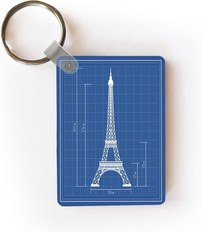 Sleutelhanger - Een illustratie van de meetgegevens van de Eiffeltoren - Uitdeelcadeautjes - Plastic