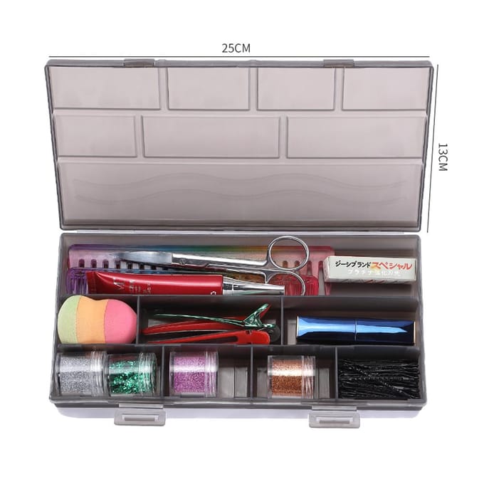 Boîte de rangement pour accessoires de coiffure 8 compartiments, épingles, ciseaux, peigne, épingles à cheveux, conteneur vide pour outils de manucure gris