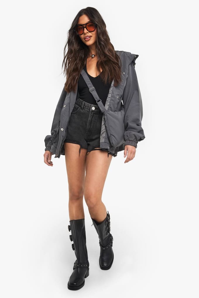 boohoo Dames Festivaljas met tas | Grijs | Maat: 38