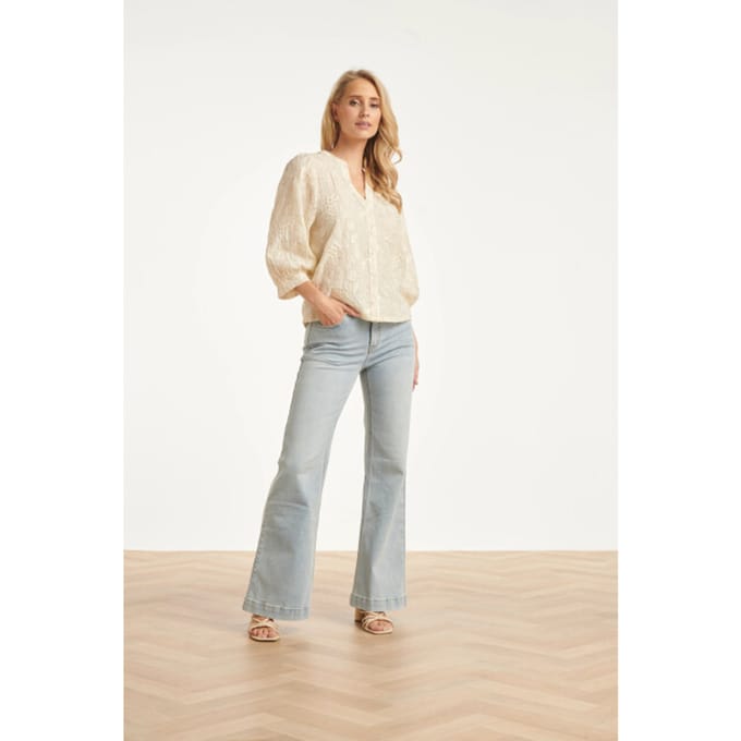 Smashed Lemon Dames flared jeans in lichtblauw |