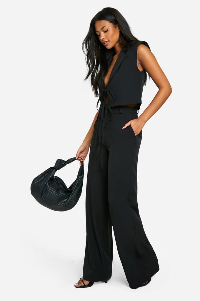 boohoo Dames Hoge Rechte Broek | Black | Maat: 10