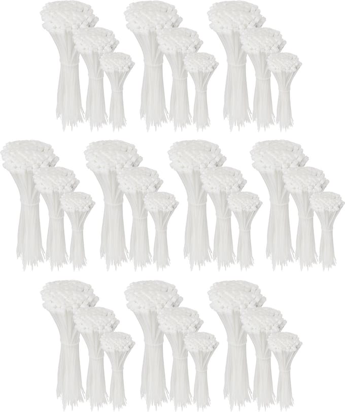 Polyamide kabelbinders, Tie Rips, witte kabelbinders set 3,6 mm / 3000 stuks