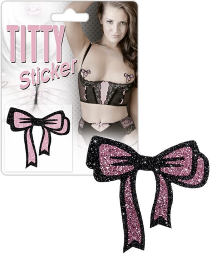 Titty Sticker - Tepelplakkers - Tepel Stikker - Roze Glitter - Strikje