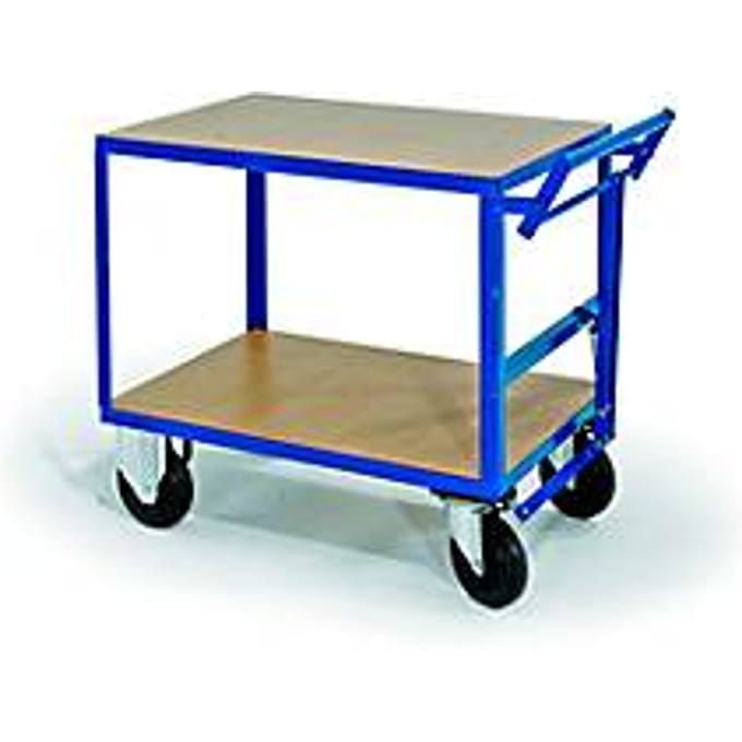 Etagewagen, 2 laadvlakken, dodemansrem, draagvermogen 500 kg, 1000 x 700 mm