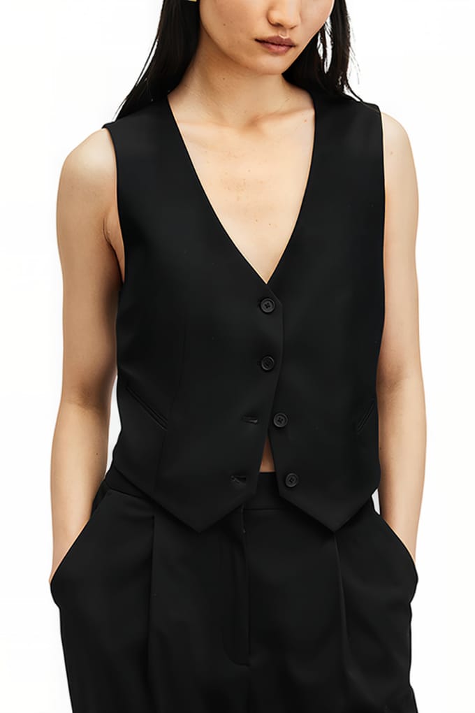 AllSaints Nellie Waistcoat Black Größe: 8 | Gilets Outlet | Damen | Schwarz