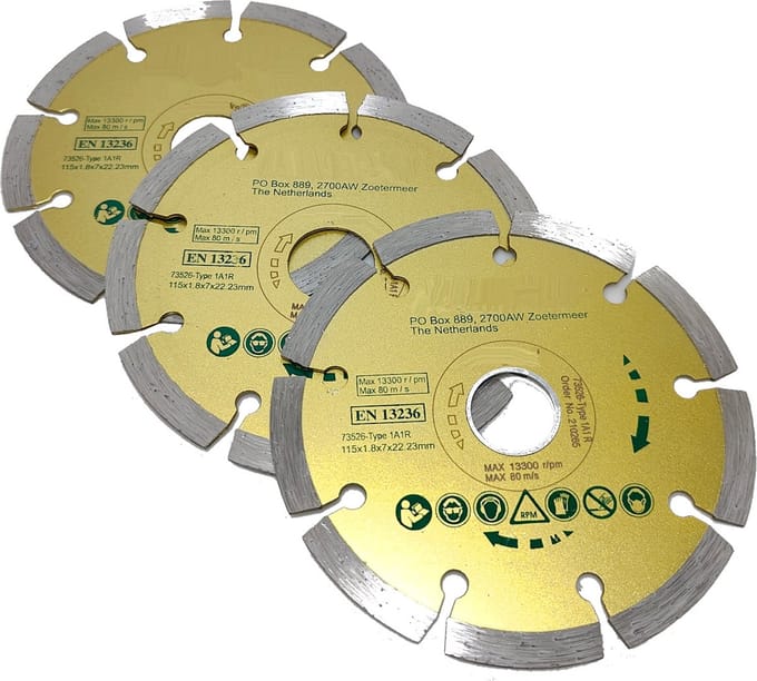 10x Diamantschijf 115mm segment slijpschijf getand Droog / nat Type diamant schijf