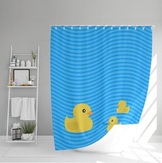 ATTREZZO® Douchegordijn Familie Badeend - 150x180 cm