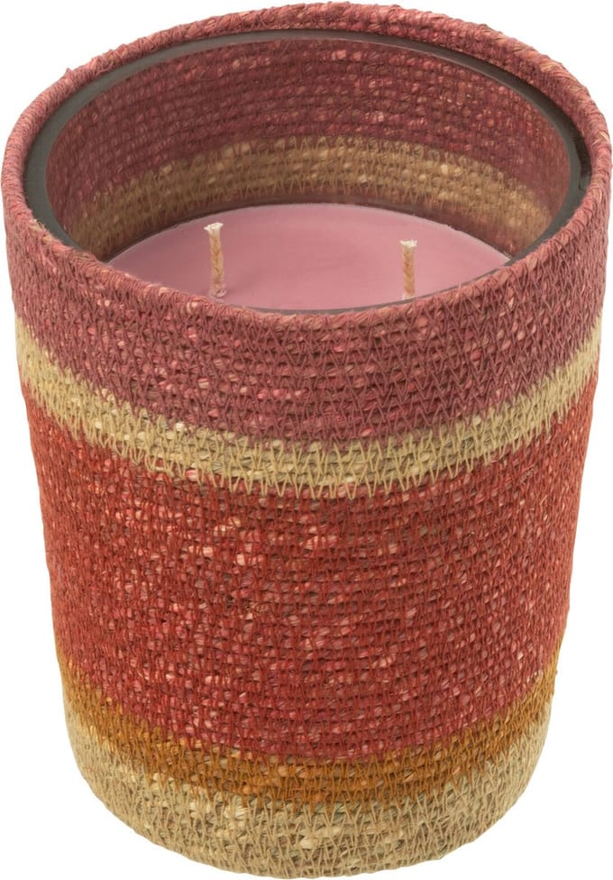 J-Line geurkaars Mand - Tender Rose - glas - bordeaux - medium - 55U