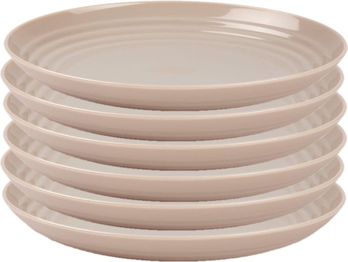 PlasticForte Rond bord/camping bord - 6x - D22 cm - beige - kunststof