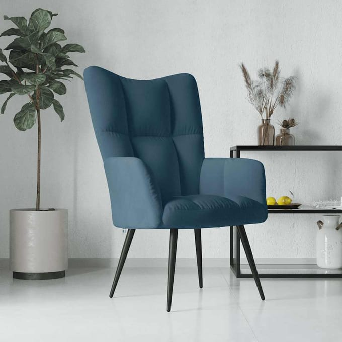 vidaXL - Relaxstoel - fluweel - blauw