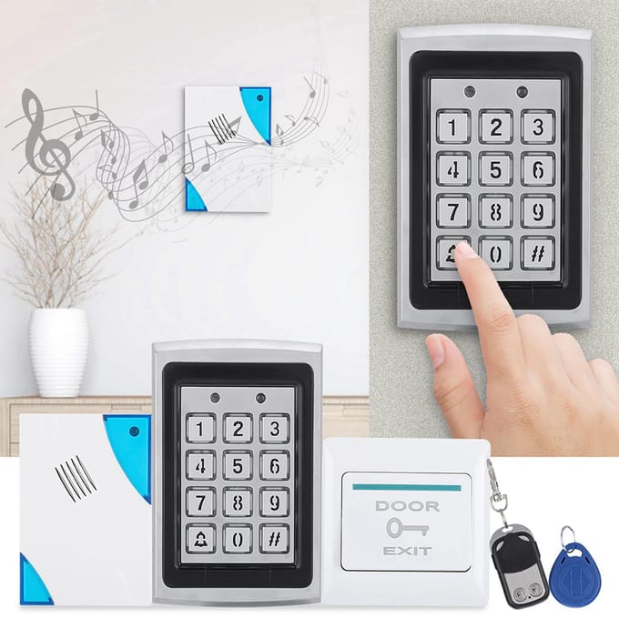 Elektrisch Magnetisch Deurslot Toegangscontrole Kaart Wachtwoord Deur Beveiligingssysteem Kit gray