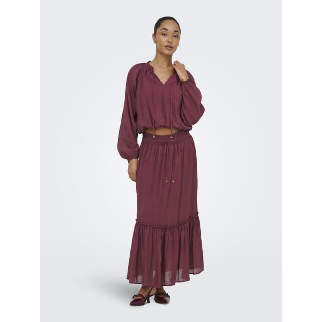 Jacqueline de Yong bordeaux dames blouse   V-hals   Regular fit   Duurzaam   Lange mouw Bordeaux S