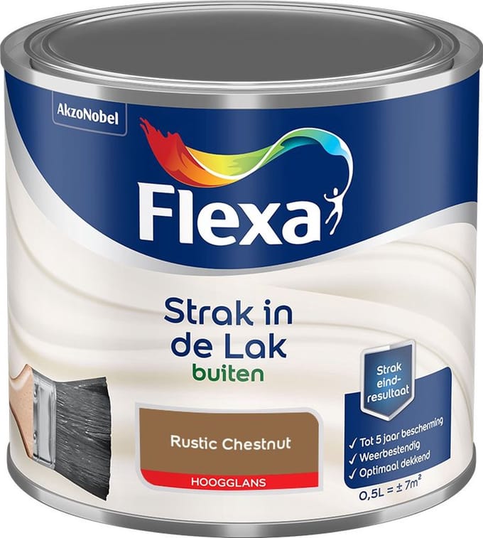 Flexa - Strak In De Lak Buitenlak Hoogglans - Rustic Chestnut - Mengverf - 500 Ml