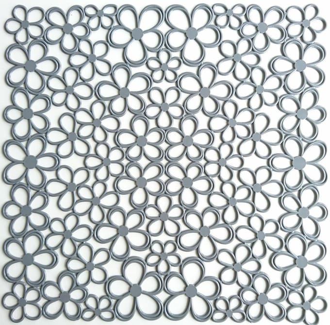 Papillon - 2 stuks Gootsteenmat - Bloem Grijs - 31,5 x 31,5 cm