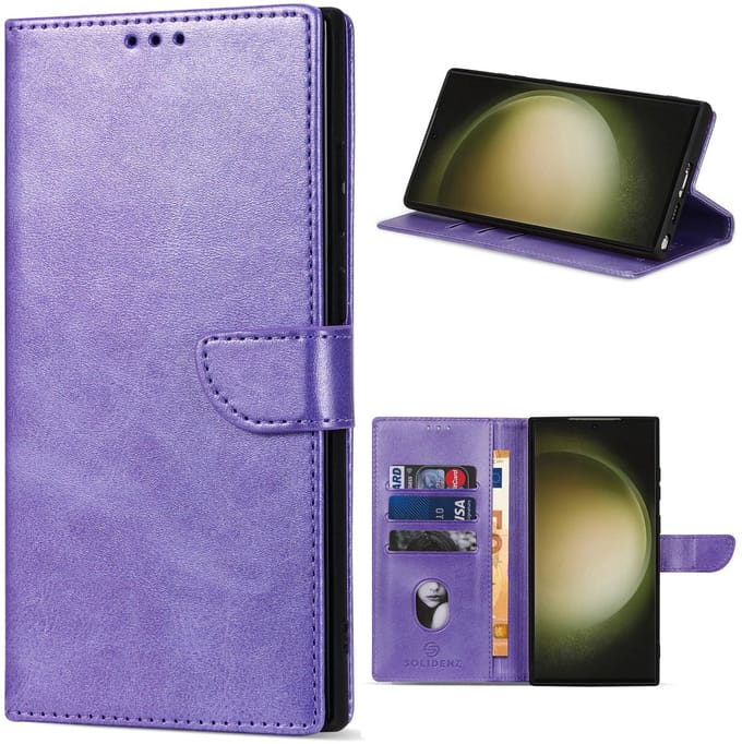 Solidenz hoesje - Geschikt voor Samsung Galaxy S25 Ultra - Bookcase - Paars