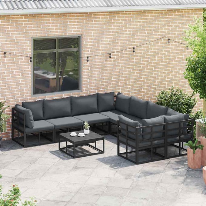 vidaXL - Tuinbank - Set - 8 - st - Zwart - Staal
