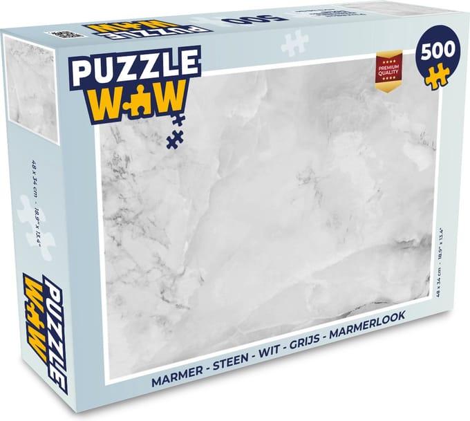 Puzzel Marmer - Steen - Wit - Grijs - Marmerlook - Legpuzzel - Puzzel 500 stukjes