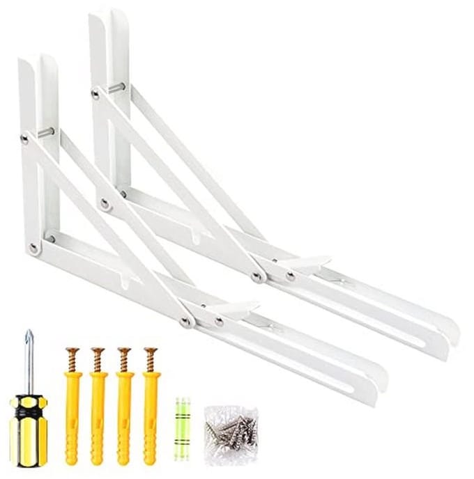 Folding Shelf Brackets 2pcs - Heavy Duty Wall Mounted Brackets voor Ruimte Besparing - 12 Inch Wit
