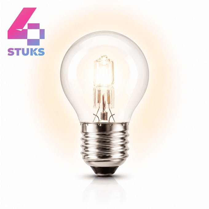 4x Kogel Halogeenlamp E27 - 52W - Warm Wit Licht (2700K) - 820 lm - 2 jaar - Dimbaar