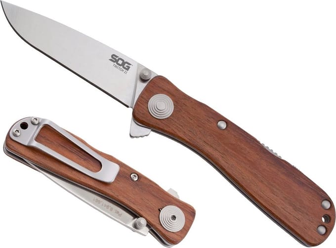 SOG Knives Twitch II Wood Clampack Zakmes - Bruin