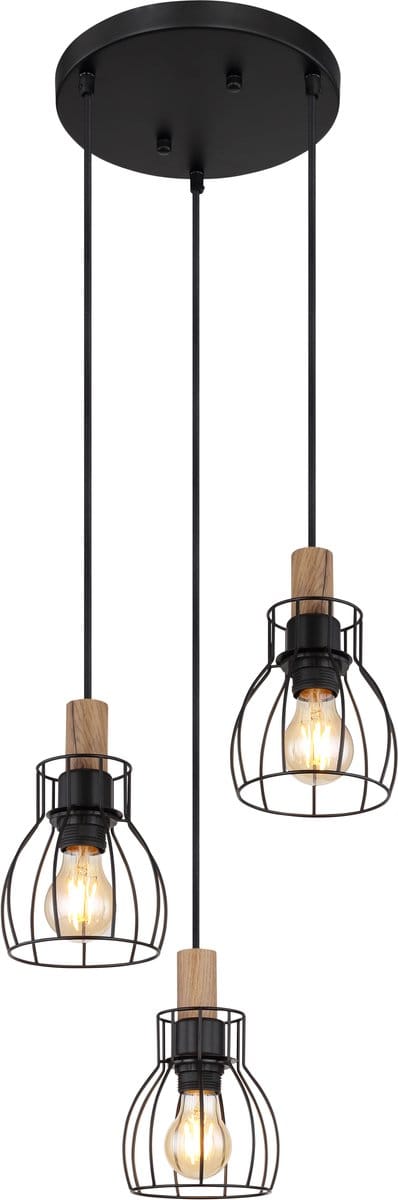 Globo - hanglamp - MINA - zwart - metaal - Ø 36cm - E27 - 15326-3H1
