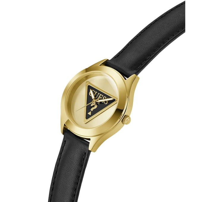 Guess Tri Plaque GW0744L2 Horloge - Leer - Zwart - Ø 34 mm