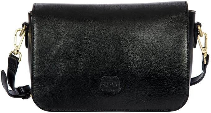 BRIC'S Leren schoudertas Volterra Messenger Bag Black zwart