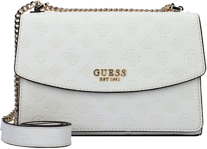 GUESS schoudertas Phoebe Convertible Xbody Flap Bag Cream White Logo crème