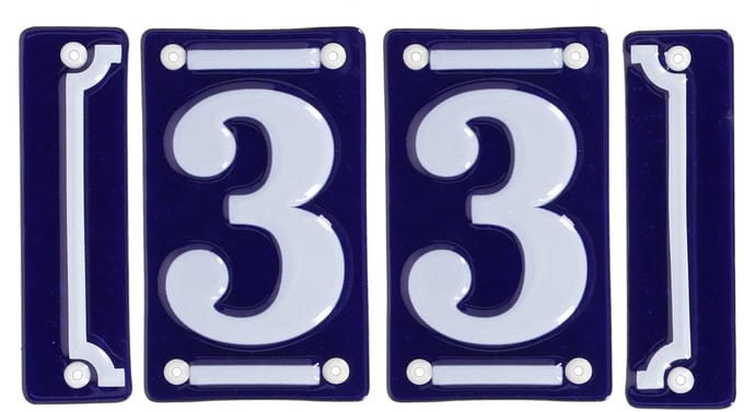 Best for Boots huisnummer 33 met sierrand - Oudhollands - emaille - blauw/wit