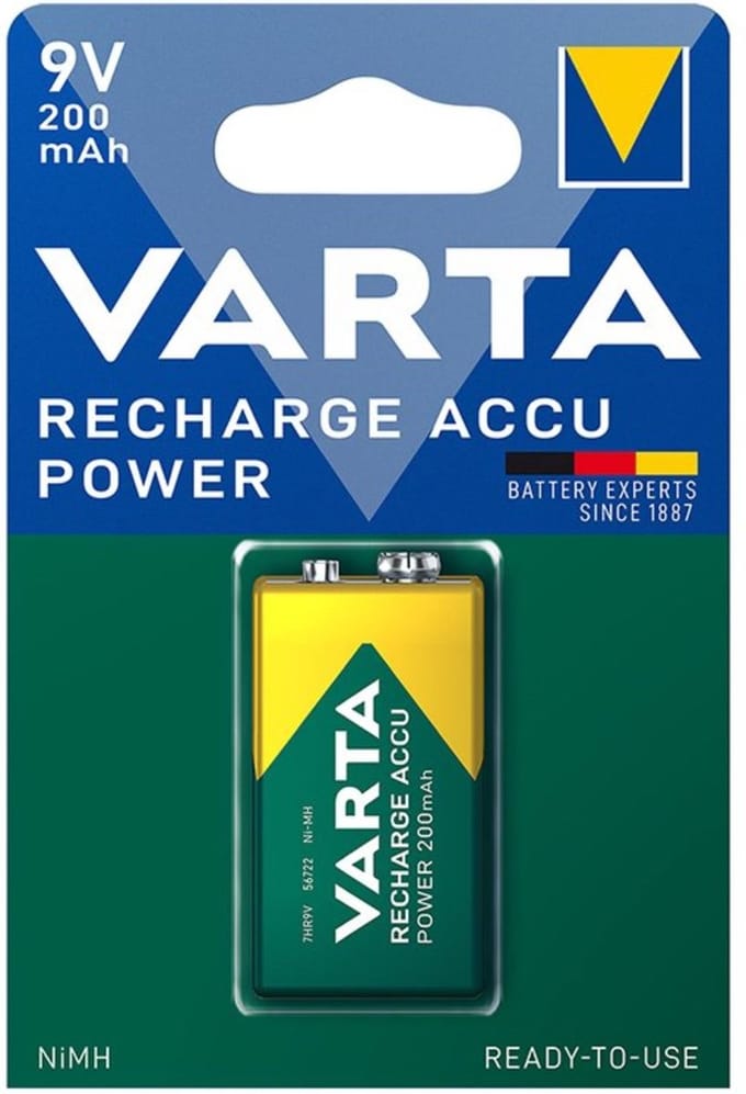 VARTA Recharge Accu 9V Batterij 200mAh NiMH Oplaadbaar Ready2Use - 1 stuks