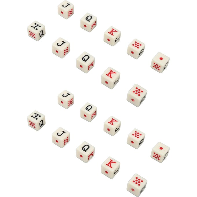 20 stuks Spaanse Poker Dobbelstenen 6-zijdige Vierkante JQK Dobbelstenen Plastic Tafelspel Dobbelstenen Set Geel white