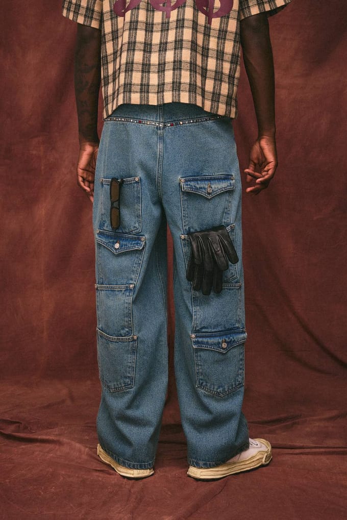 Baggy Jeans Met Versierde Afwerking En Meerdere Zakken | Vintage Blue | Size 30