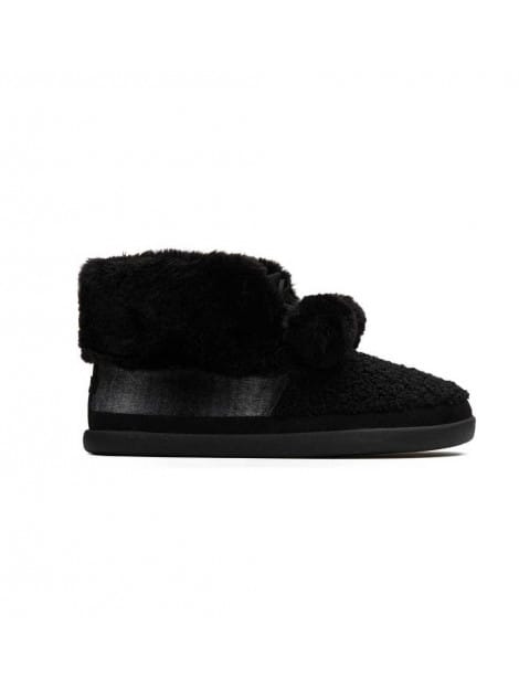 Broek Toms celeste black faux shearling plaid pantoffel
