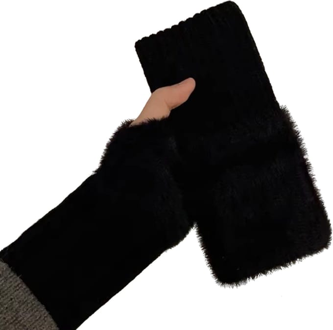 Fluffy Handwarmer Royal - Zwart - Winter - Handschoen - Dames - Mode - Onderarm