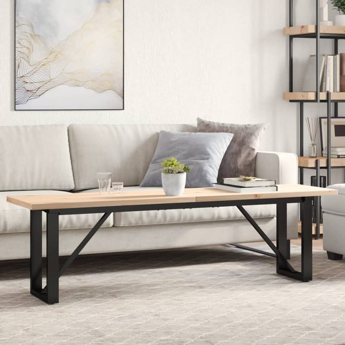 vidaXL - Salontafel - O-frame - 160x40x45,5 - cm - grenenhout - en - staal