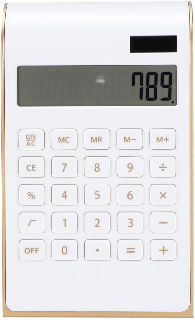 Allecto - Rekenmachine - Zonne-energiecalculator - Draagbaar - Wit - Desktopcalculator - Voor Thuiskantoor - Handzaam model
